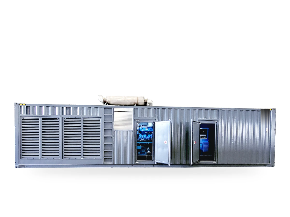 Generador BH Power en contenedor de 40 pies, con las puertas abiertas